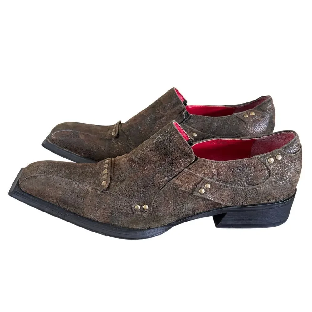 Carrucci by JC Studio Leather Studded Square Toe Loafers Men’s Sz 9 Western
